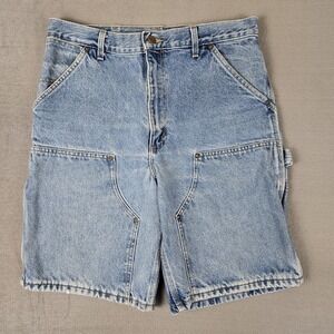 Vintage Carhartt Shorts Mens 32 Double Knee Jorts Denim Workwear Blue Carpenter